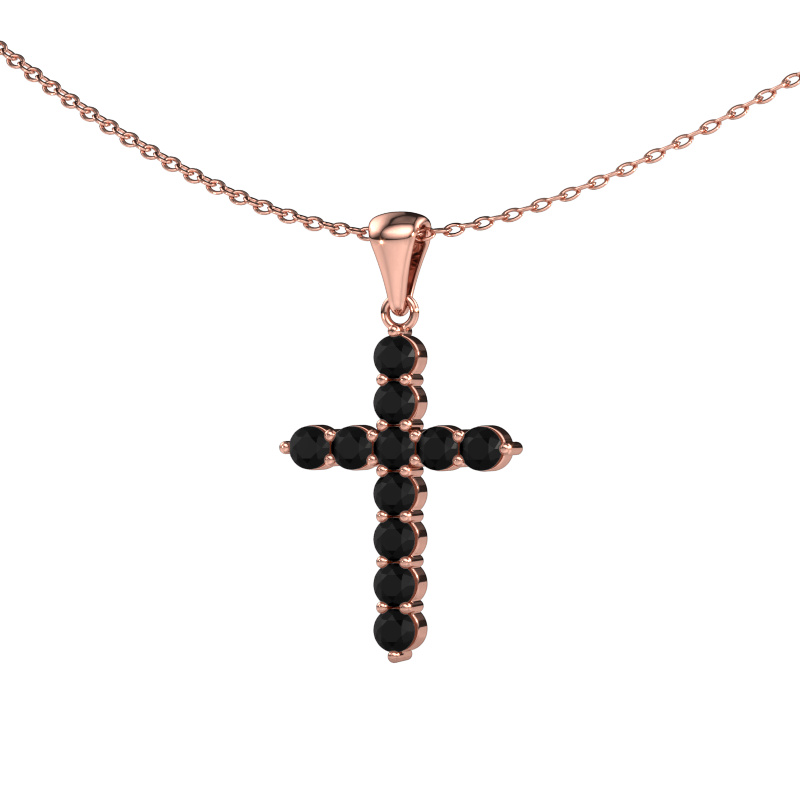 Image of Pendant Cross 585 rose gold Black diamond 0.792 crt