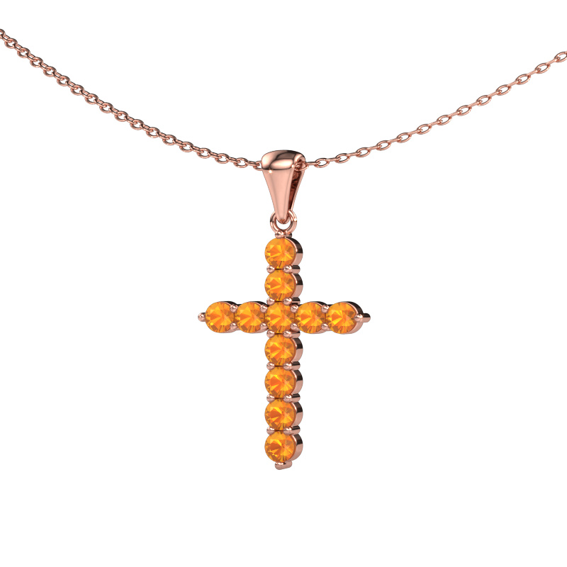 Image of Pendant Cross 585 rose gold Citrin 2.5 mm