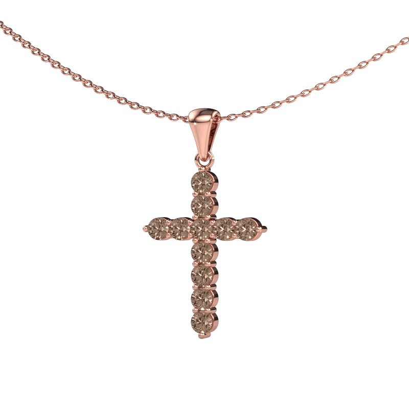 Bild von Anhänger Cross 585 Roségold Braun Diamant 0.660 crt