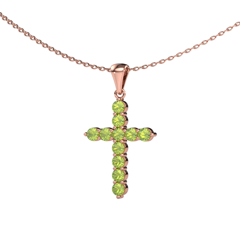 Bild von Anhänger Cross 585 Roségold Peridot 2.5 mm