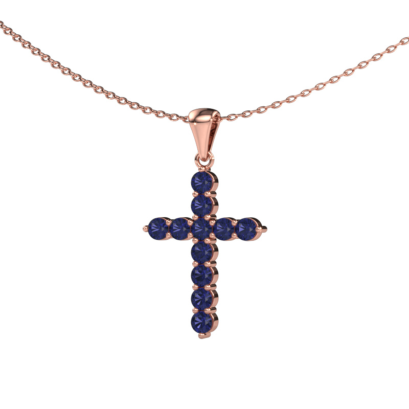 Image de Pendentif Cross 585 or rose Saphir 2.5 mm