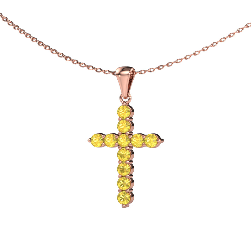 Bild von Anhänger Cross 585 Roségold Gelb Saphir 2.5 mm