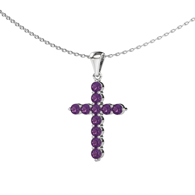 Bild von Anhänger Cross 585 Weißgold Amethyst 2.5 mm