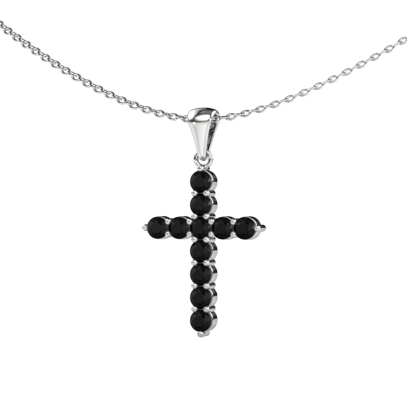 Bild von Anhänger Cross 950 Platin Schwarz Diamant 0.792 crt