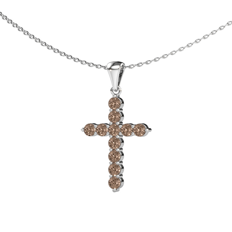 Bild von Anhänger Cross 950 Platin Braun Diamant 0.660 crt