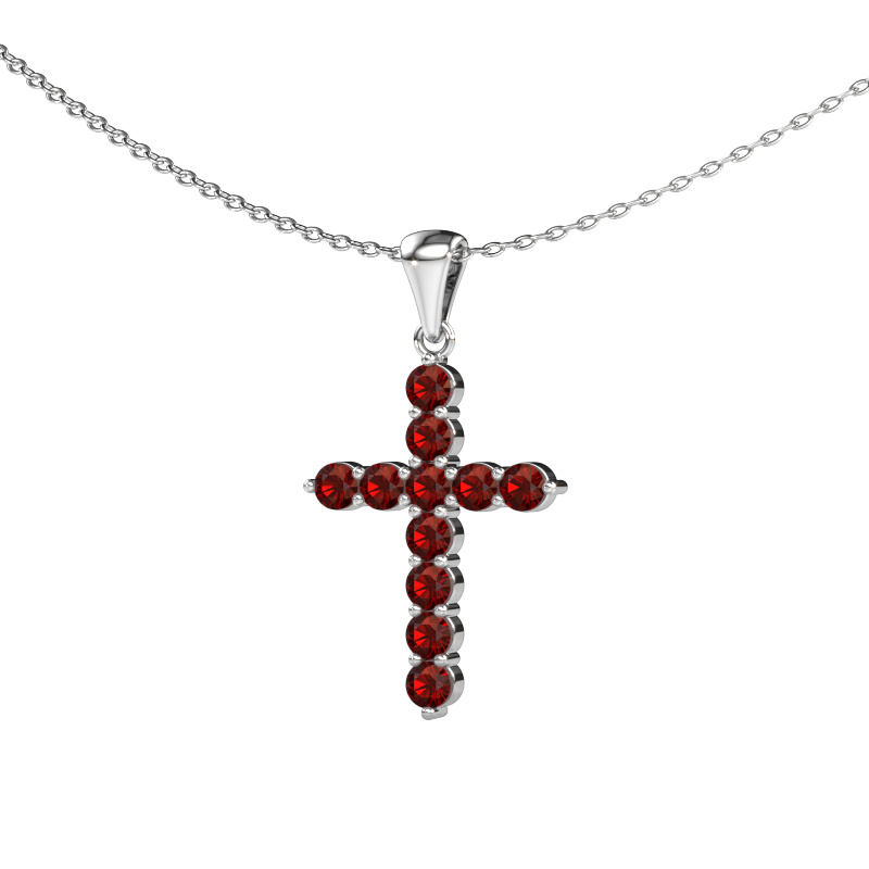 Image of Pendant Cross 950 platinum Garnet 2.5 mm