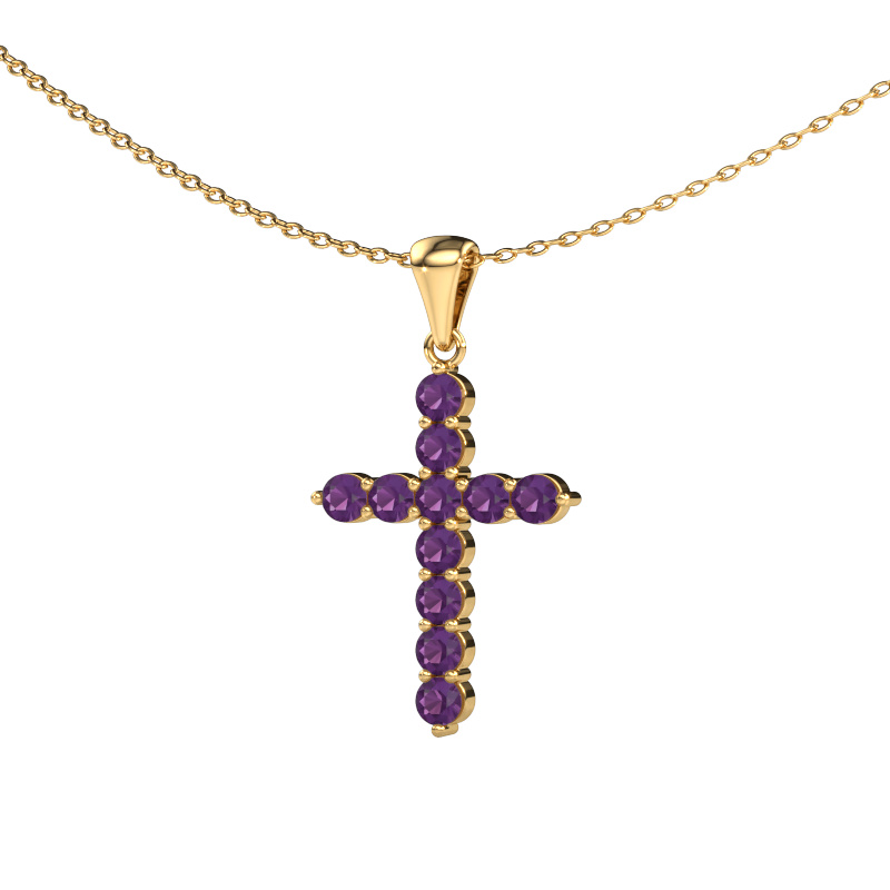 Bild von Anhänger Cross 585 Gold Amethyst 2.5 mm