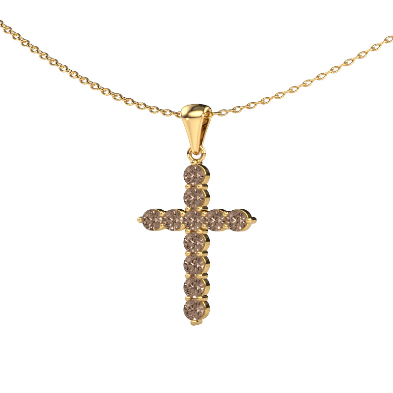 Image of Pendant Cross 585 gold Brown diamond 0.660 crt