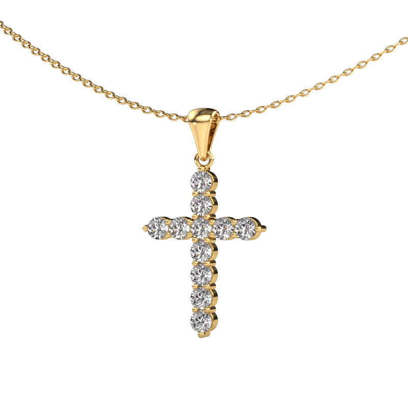 Image of Pendant Cross 585 gold Zirconia 2.5 mm