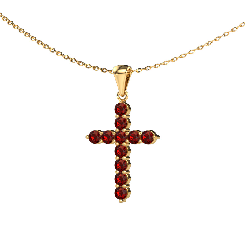Bild von Anhänger Cross 585 Gold Granat 2.5 mm