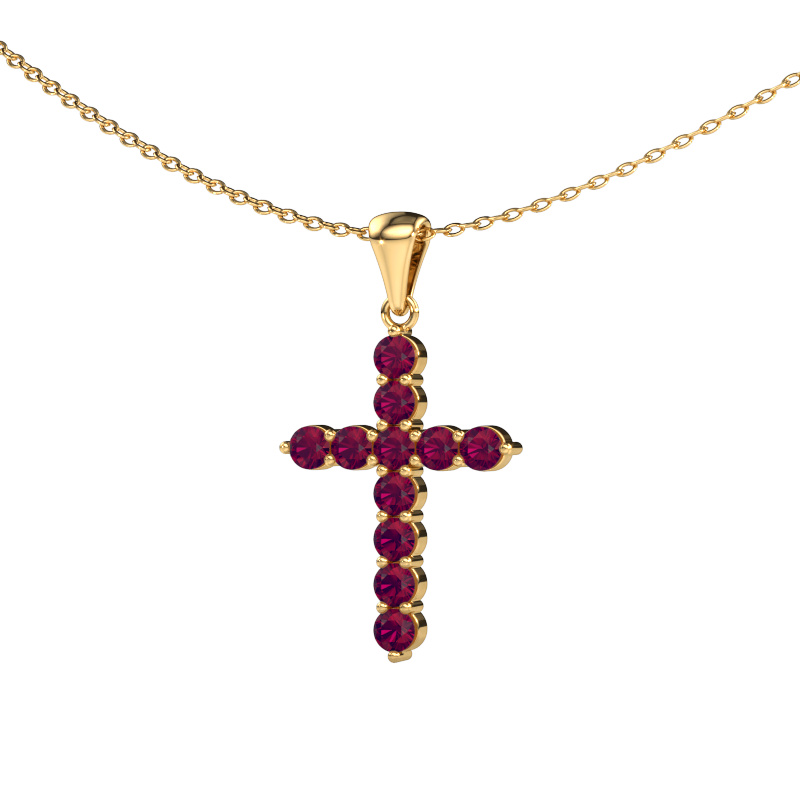 Image de Pendentif Cross 585 or jaune Rhodolite 2.5 mm