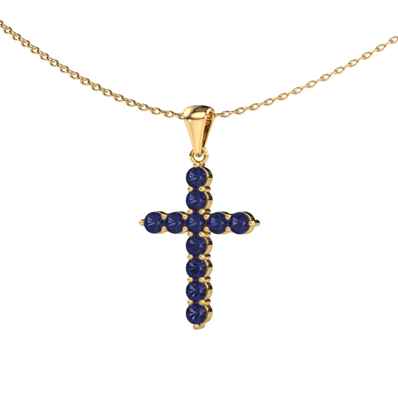 Bild von Anhänger Cross 585 Gold Saphir 2.5 mm