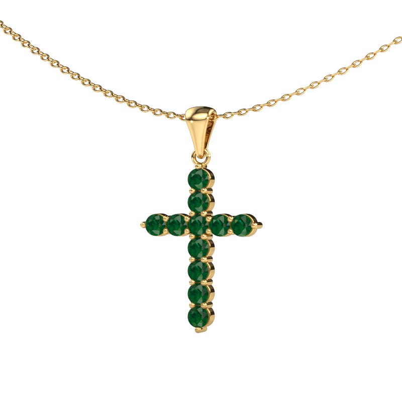Bild von Anhänger Cross 585 Gold Smaragd 2.5 mm