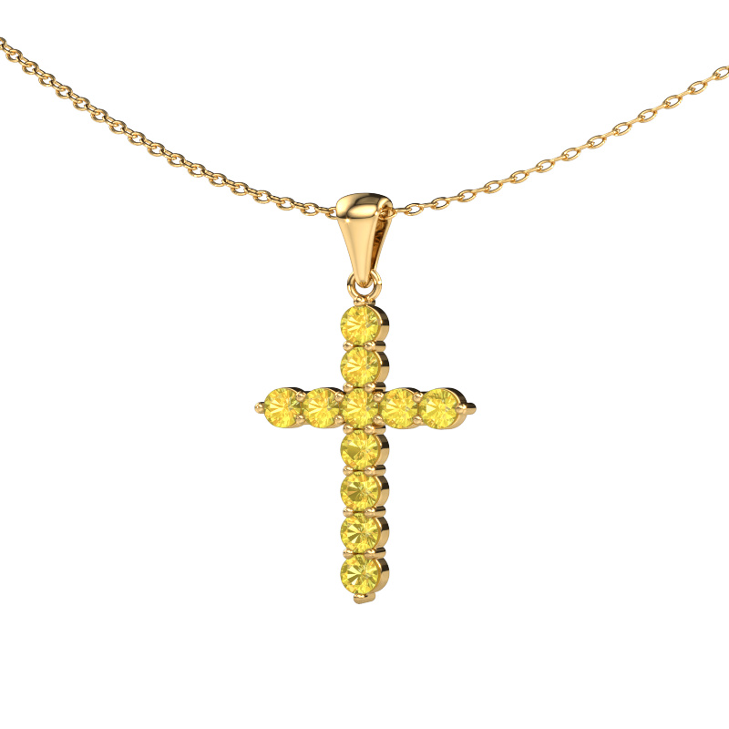 Bild von Anhänger Cross 585 Gold Gelb Saphir 2.5 mm