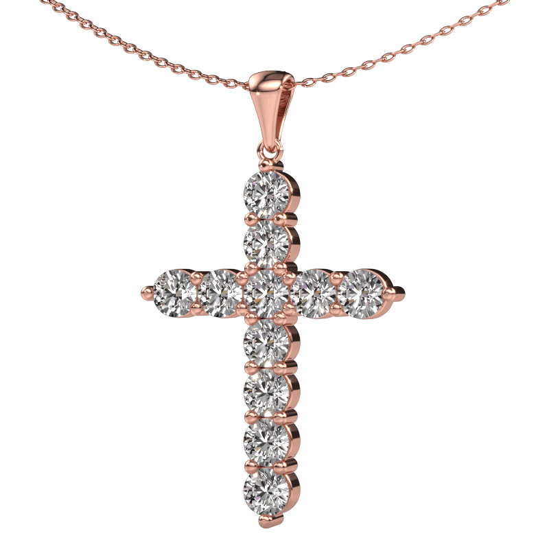 Bild von Anhänger Cross 585 Roségold Diamant 2.75 crt