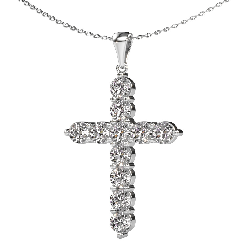 Bild von Anhänger Cross 950 Platin Diamant 2.75 crt