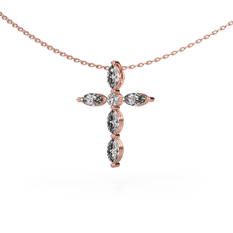 Bild von Anhänger Cross 2 585 Roségold Lab-grown Diamant 0.76 crt