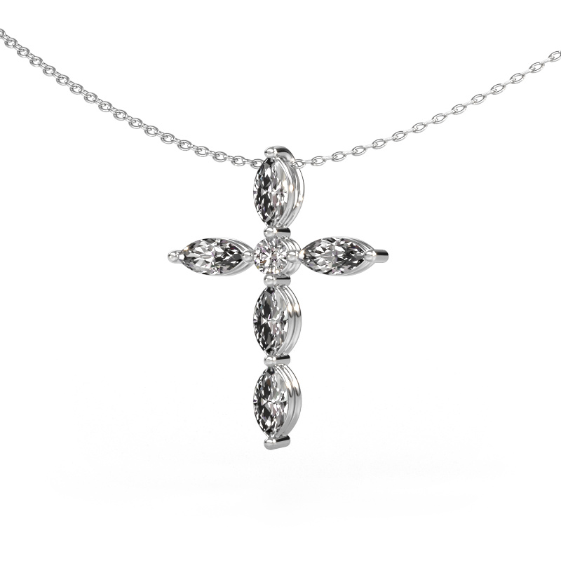 Image of Pendant Cross 2 950 platinum Diamond 1.35 crt