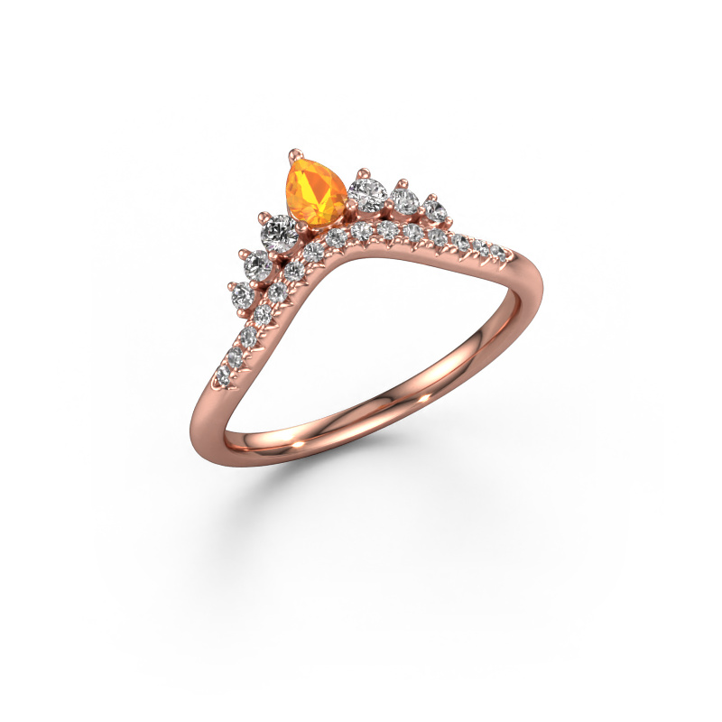 Image of Stackable ring Crown A 585 rose gold Citrin 4x3 mm
