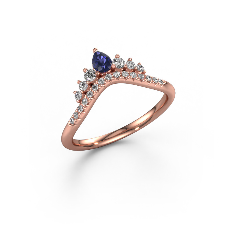 Image of Stackable ring Crown A 585 rose gold Sapphire 4x3 mm