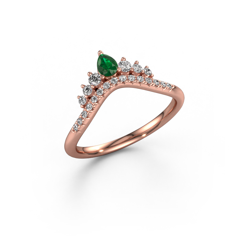 Image of Stackable ring Crown A 585 rose gold Emerald 4x3 mm
