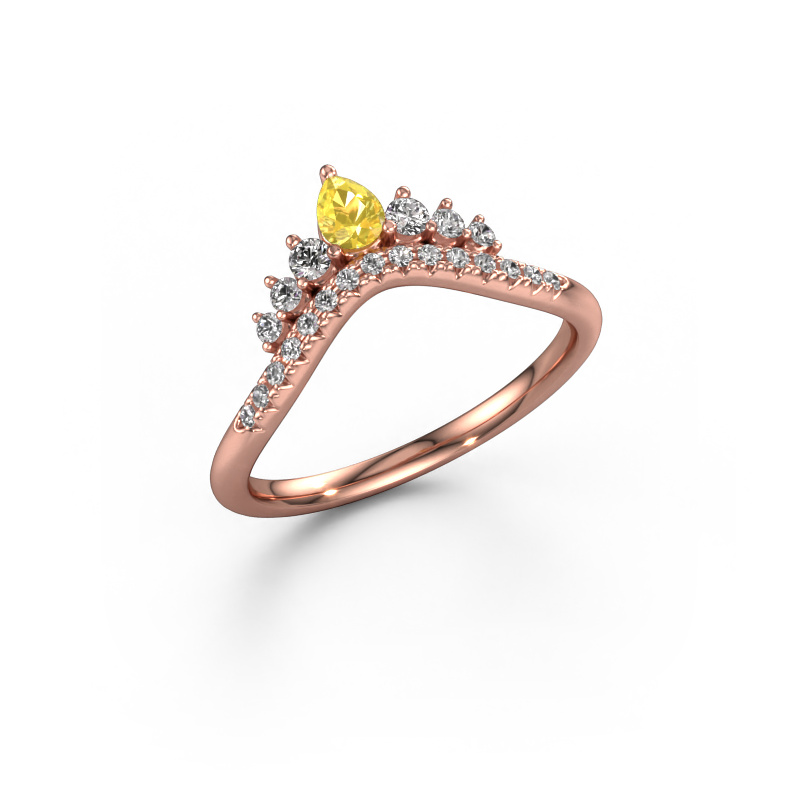 Image of Stackable ring Crown A 585 rose gold Yellow sapphire 4x3 mm