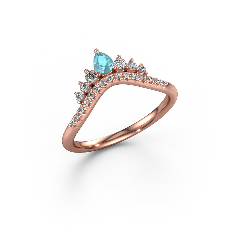 Image of Stackable ring Crown A 585 rose gold Blue topaz 4x3 mm