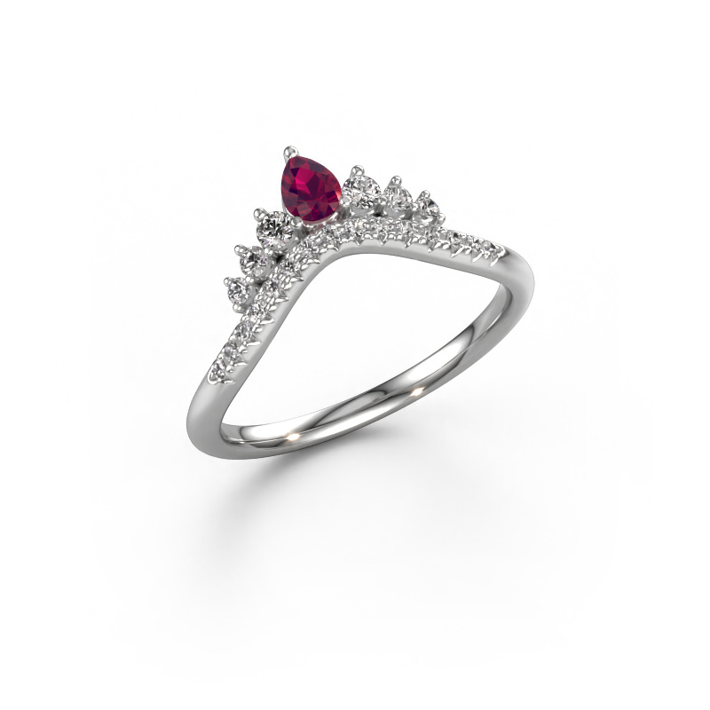 Image of Stackable ring Crown A 585 white gold Rhodolite 4x3 mm
