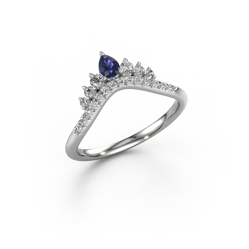 Image of Stackable ring Crown A 585 white gold Sapphire 4x3 mm