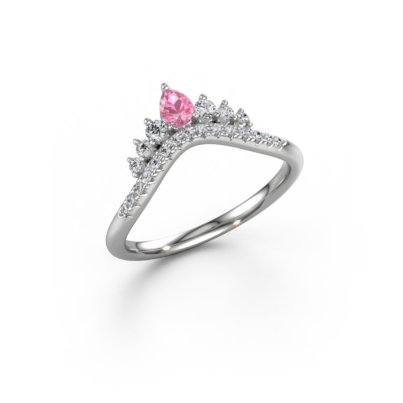 Image of Stackable ring Crown A 585 white gold Pink sapphire 4x3 mm