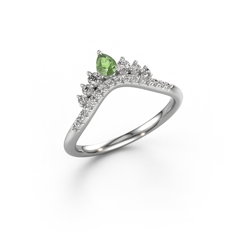 Image of Stackable ring Crown A 585 white gold Tourmaline green 4x3 mm