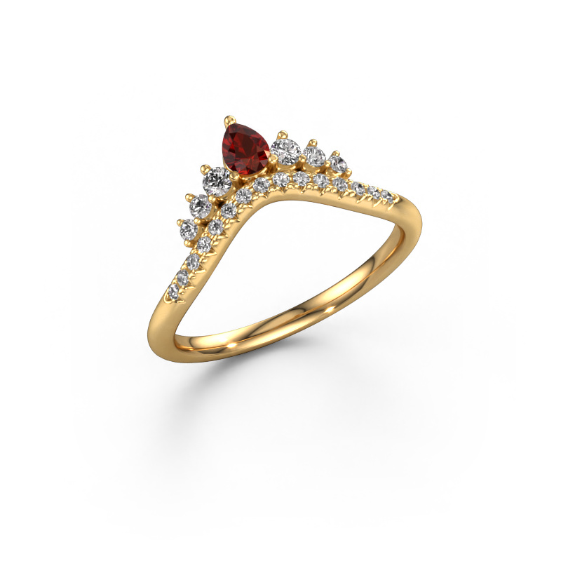 Image of Stackable ring Crown A 585 gold Garnet 4x3 mm