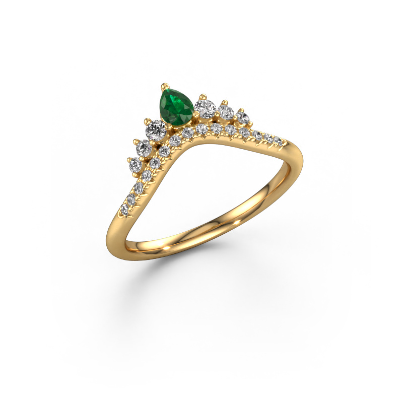 Image of Stackable ring Crown A 585 gold Emerald 4x3 mm