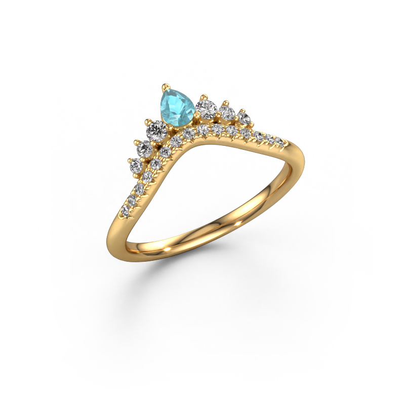 Image of Stackable ring Crown A 585 gold Blue topaz 4x3 mm