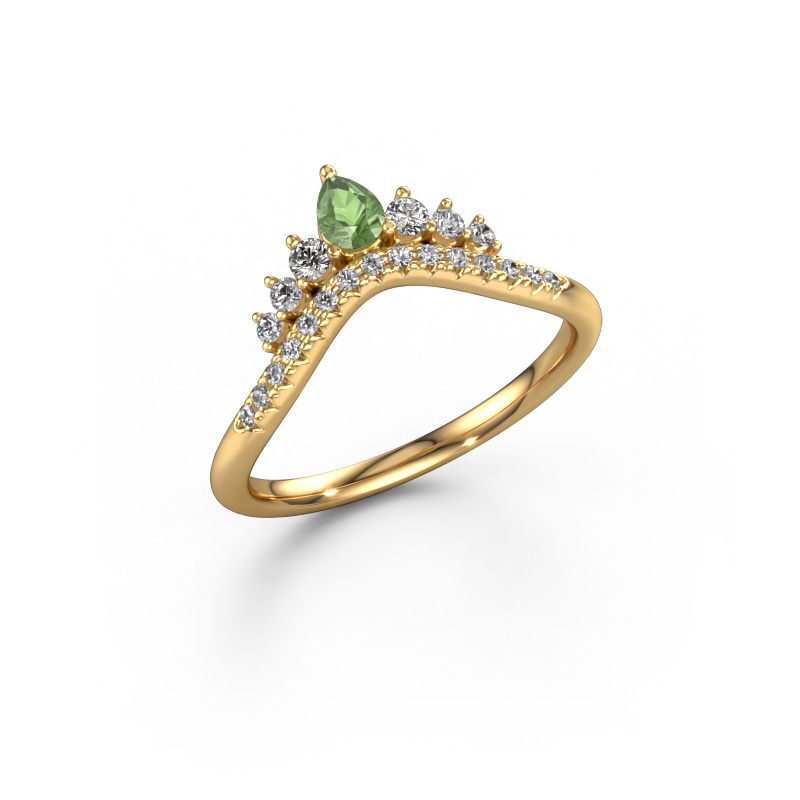 Image of Stackable ring Crown A 585 gold Tourmaline green 4x3 mm