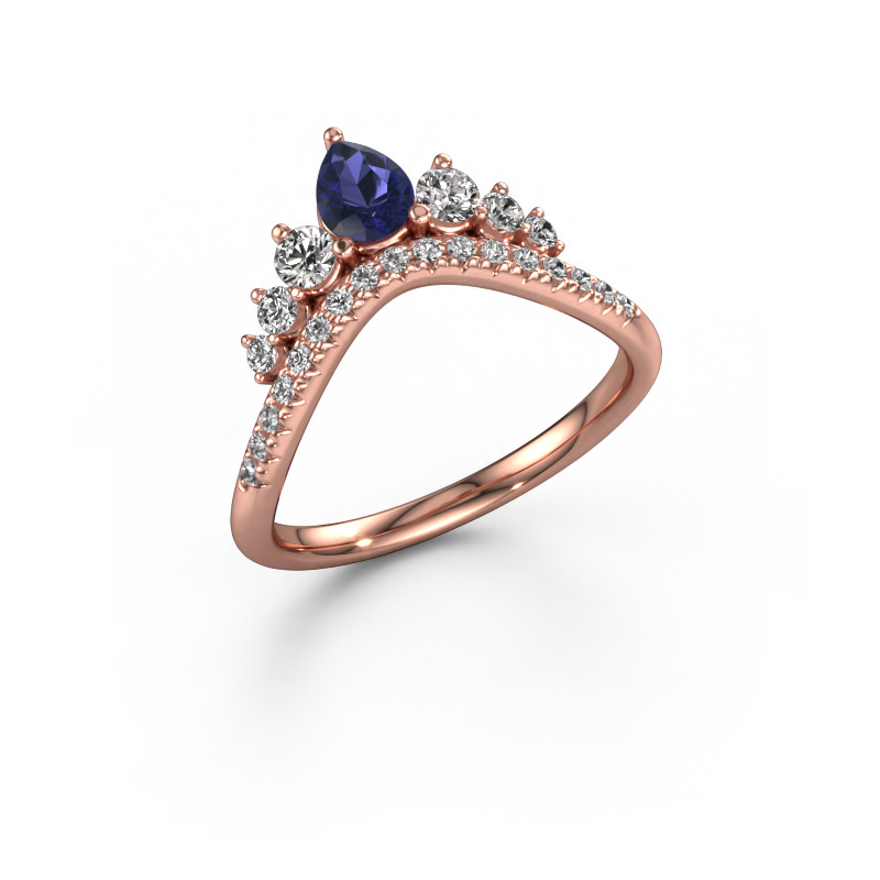 Image of Stackable ring Crown B 585 rose gold Sapphire 5x4 mm