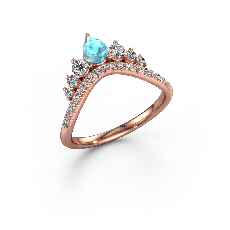 Image of Stackable ring Crown B 585 rose gold Blue topaz 5x4 mm