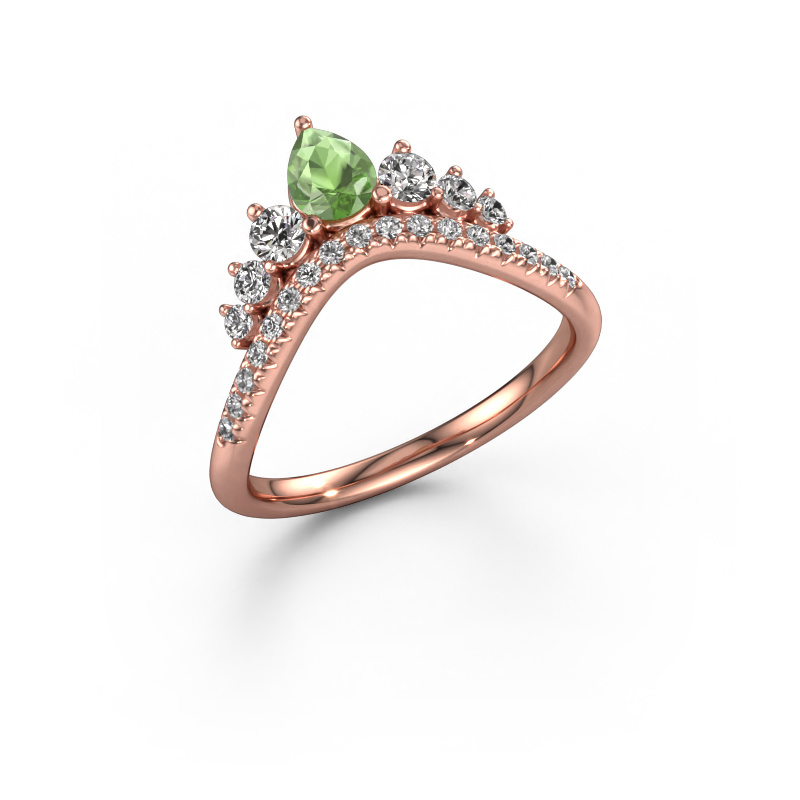Image of Stackable ring Crown B 585 rose gold Tourmaline green 5x4 mm