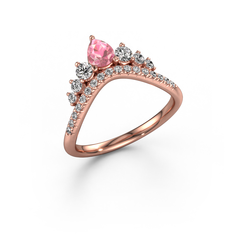 Image of Stackable ring Crown B 585 rose gold Tourmaline pink 5x4 mm
