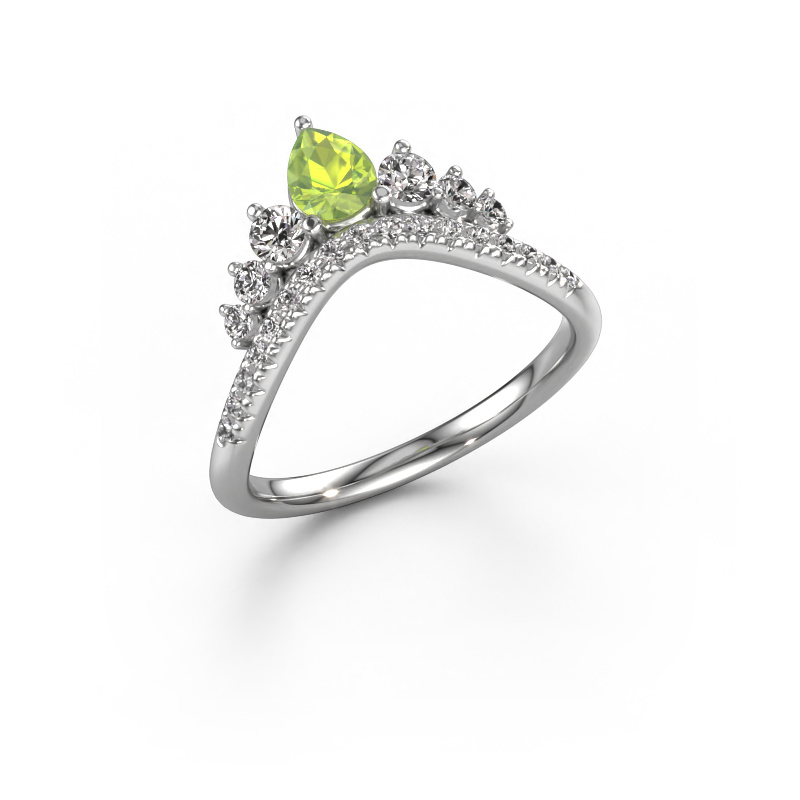 Image of Stackable ring Crown B 585 white gold Peridot 5x4 mm