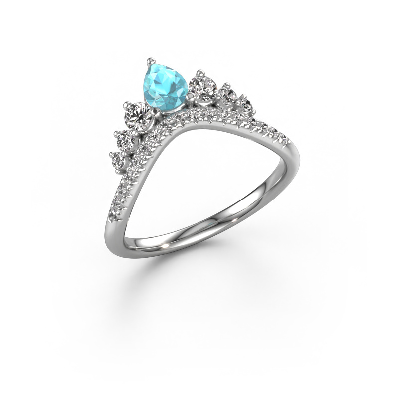 Image of Stackable ring Crown B 585 white gold Blue topaz 5x4 mm