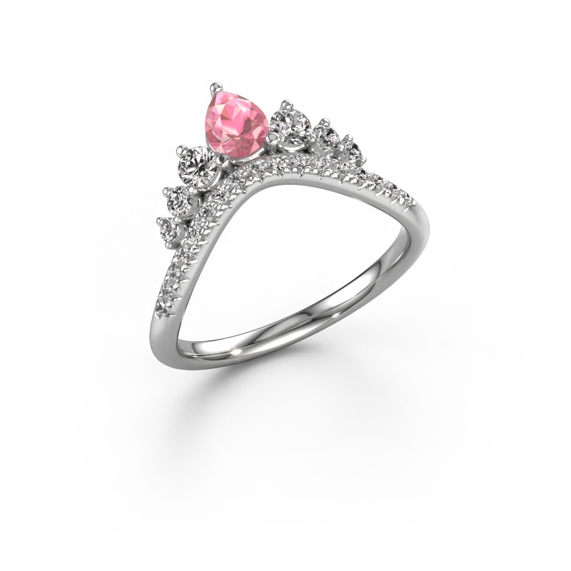 Image of Stackable ring Crown B 585 white gold Tourmaline pink 5x4 mm