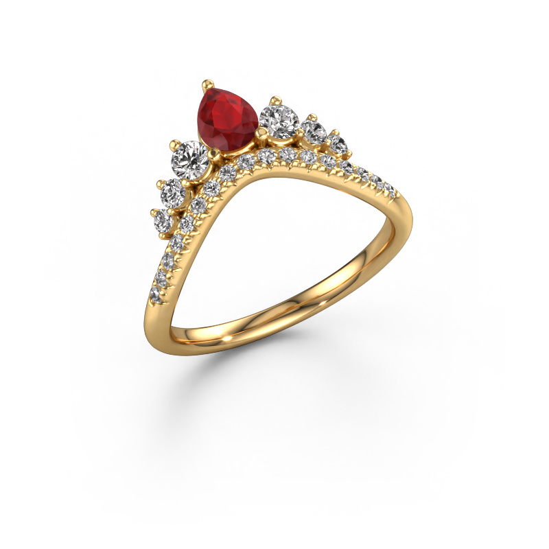 Image of Stackable ring Crown B 585 gold Ruby 5x4 mm