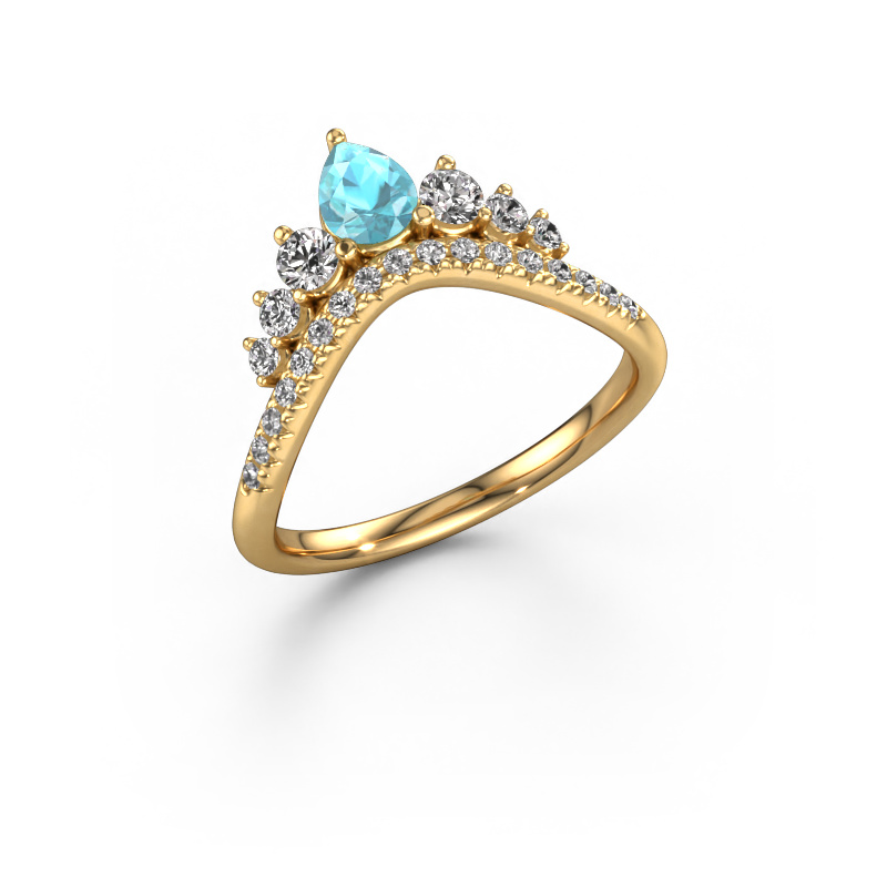 Bild von Vorsteckring Crown B 585 Gold Blau Topas 5x4 mm