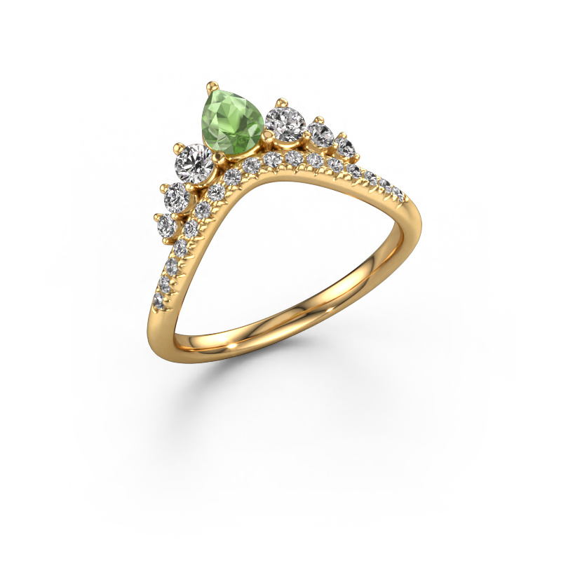 Image de Bague superposable Crown B 585 or jaune Vert tourmaline 5x4 mm