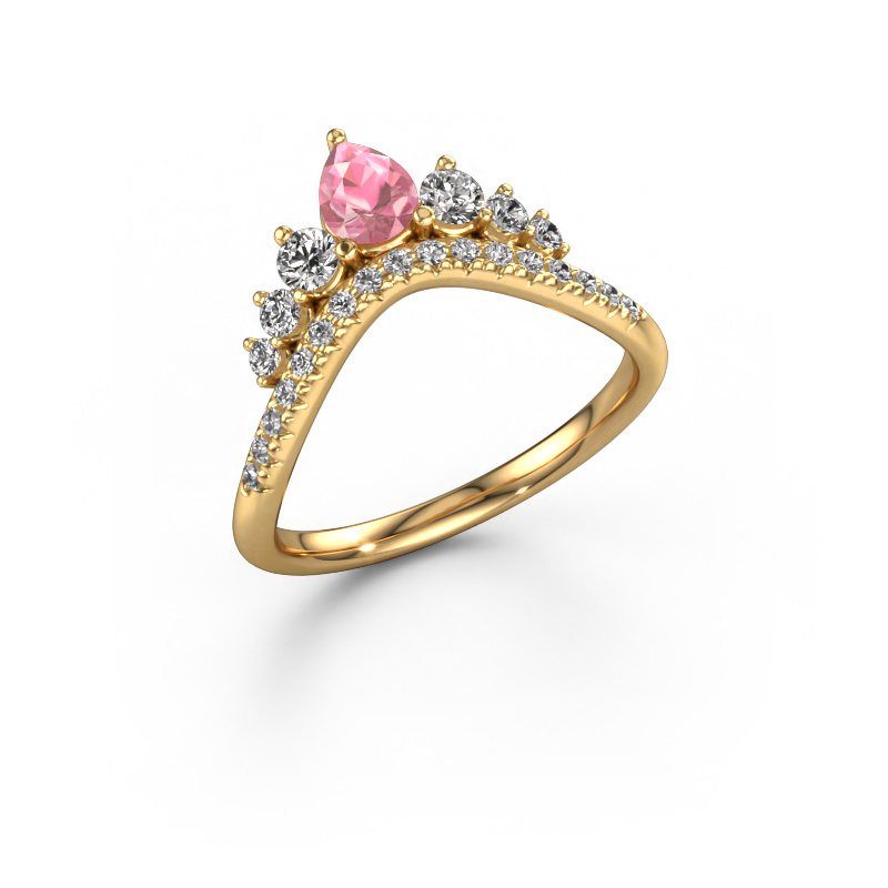 Image of Stackable ring Crown B 585 gold Tourmaline pink 5x4 mm