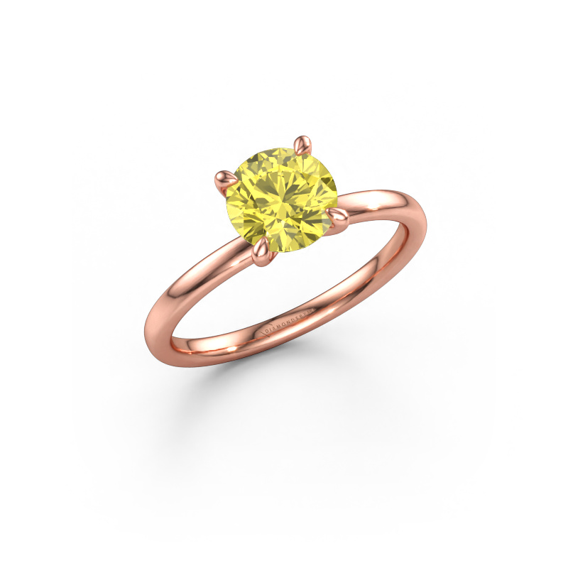 Immagine di Anello di fidanzamento Crystal RND 1 585 oro rosa Diamante lab grown giallo 6.8 mm