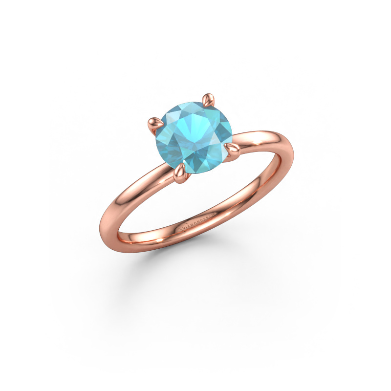 Bild av Förlovningsring Crystal RND 1 585 roséguld Blå topas 6.8 mm
