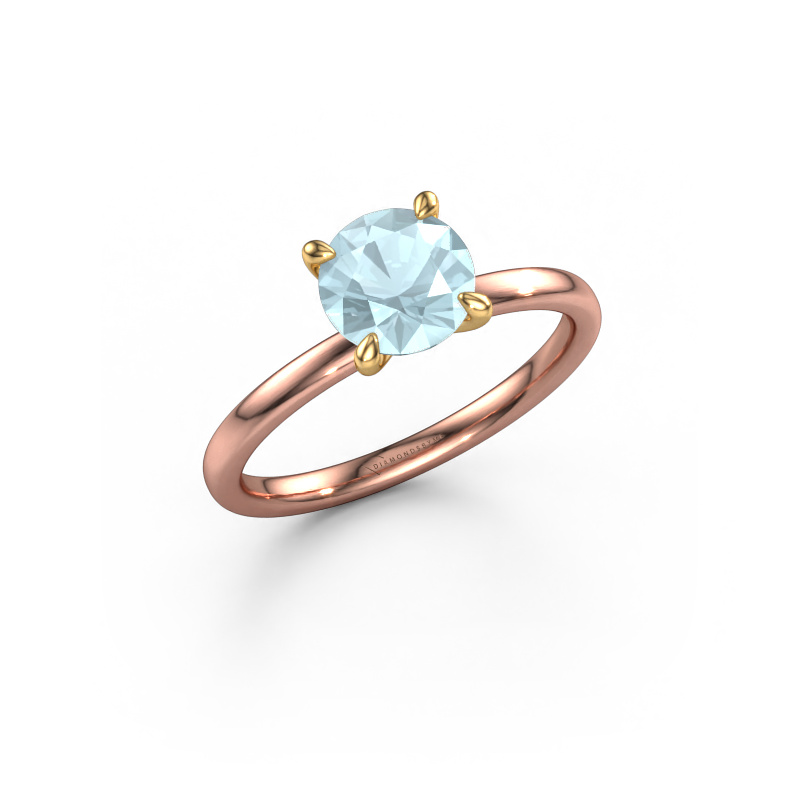 Image of Engagement ring Crystal RND 1 585 rose gold Aquamarine 6.8 mm