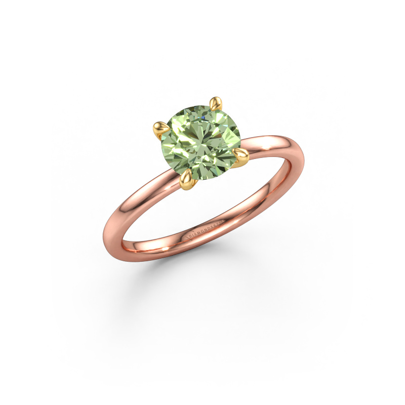 Afbeelding van Verlovingsring Crystal RND 1 585 rosé goud Groene lab grown diamant 6.8 mm